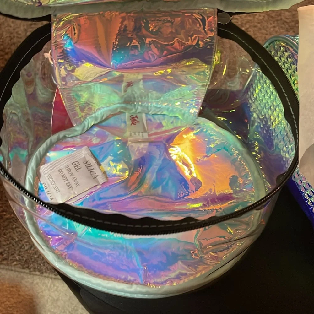 Sequin Smiley Face Bag from Justice 3 piece set NWT holographic